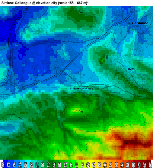 Simiane-Collongue elevation map