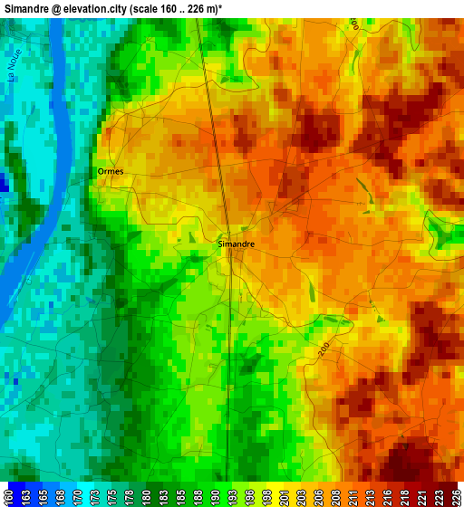 Simandre elevation map