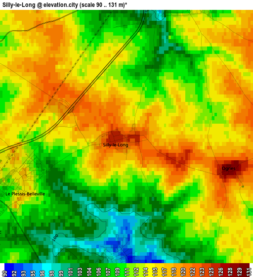 Silly-le-Long elevation map