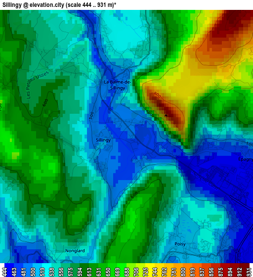 Sillingy elevation map