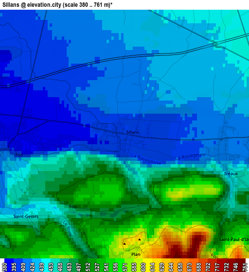 Sillans elevation map