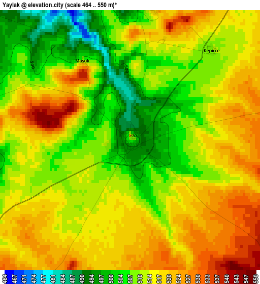 Yaylak elevation map