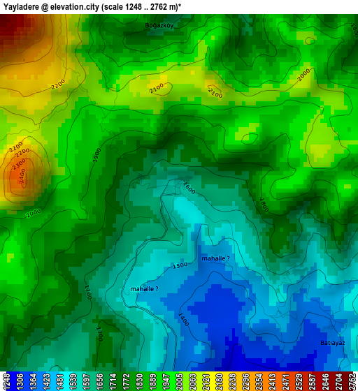 Yayladere elevation map