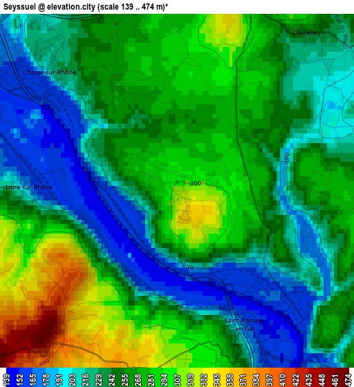 Seyssuel elevation map