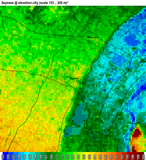 Seysses elevation map