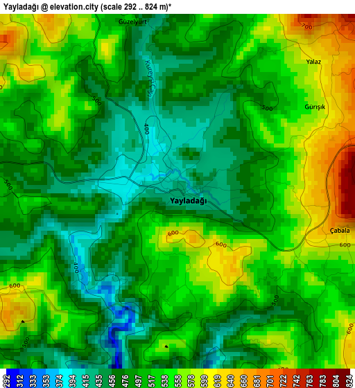 Yayladağı elevation map