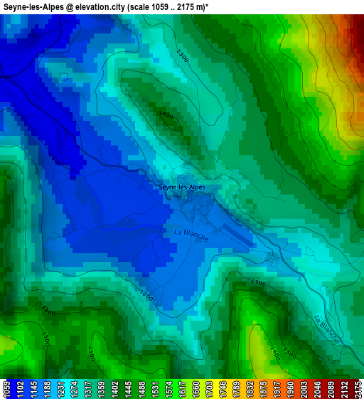 Seyne-les-Alpes elevation map