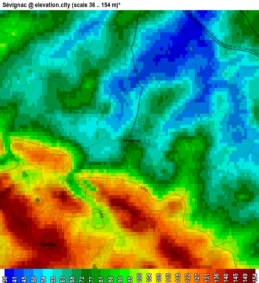 Sévignac elevation map