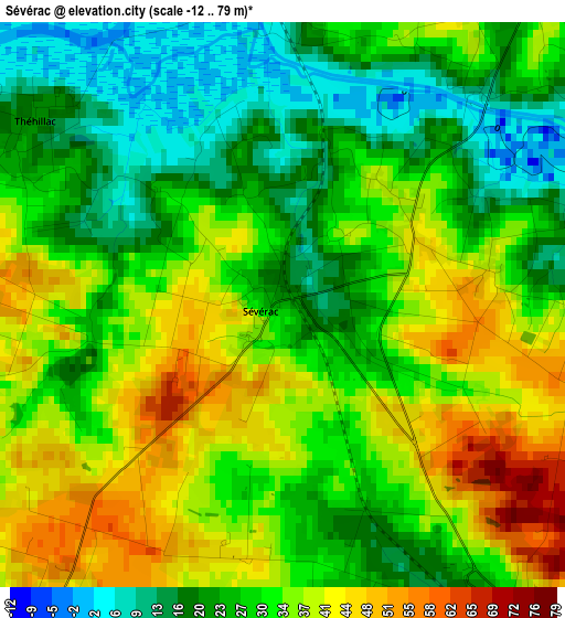 Sévérac elevation map