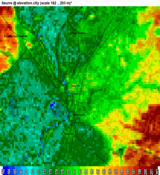 Seurre elevation map