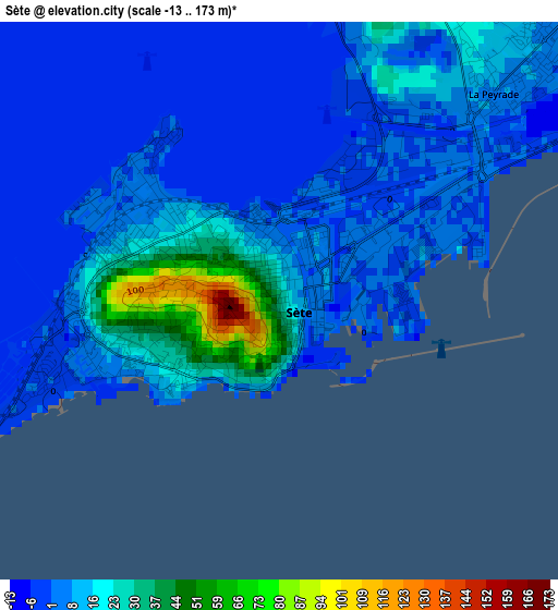 Sète elevation map