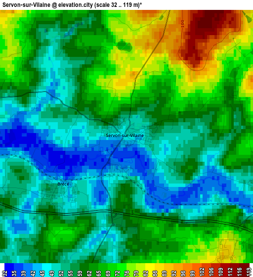 Servon-sur-Vilaine elevation map