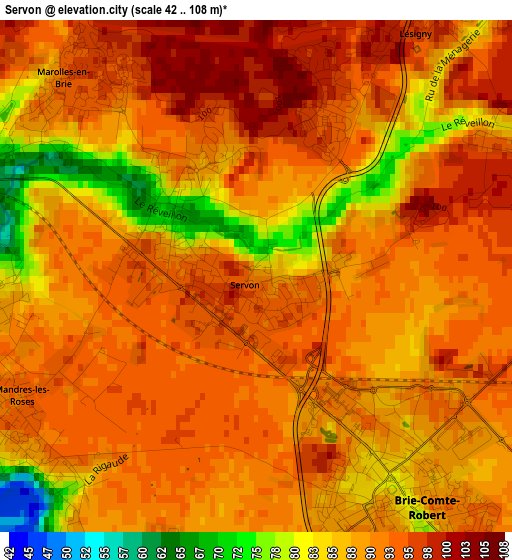 Servon elevation map