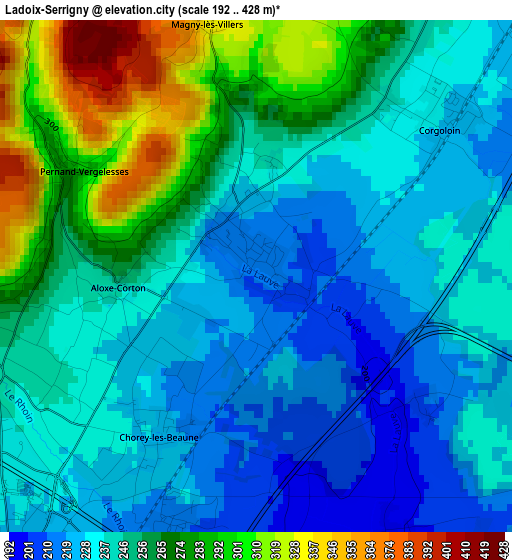 Ladoix-Serrigny elevation map