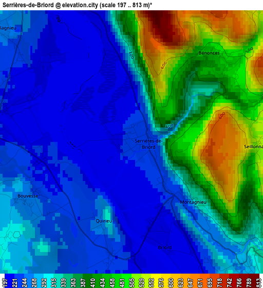 Serrières-de-Briord elevation map