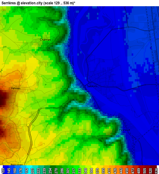 Serrières elevation map