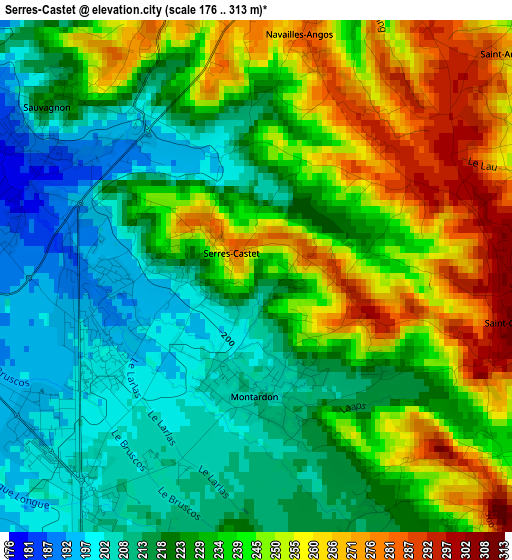 Serres-Castet elevation map