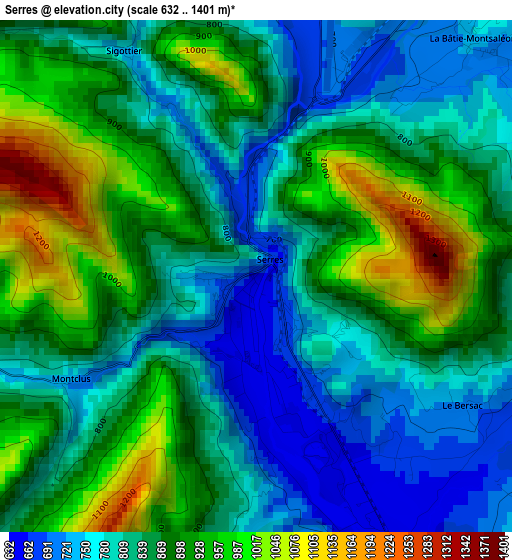 Serres elevation map