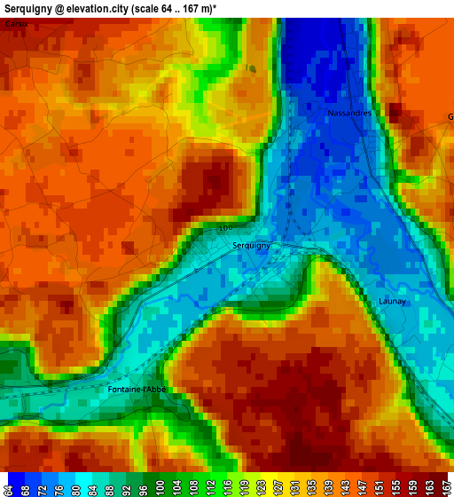 Serquigny elevation map