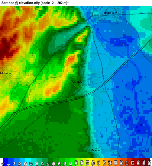 Sernhac elevation map