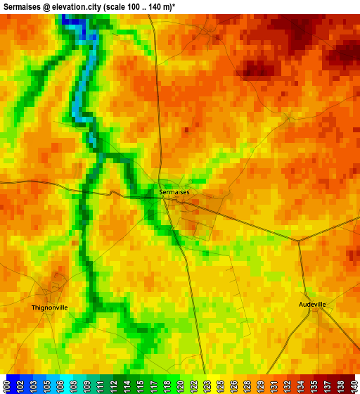 Sermaises elevation map
