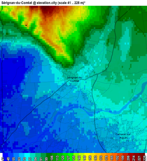 Sérignan-du-Comtat elevation map