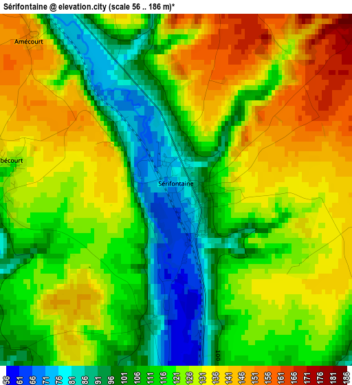 Sérifontaine elevation map