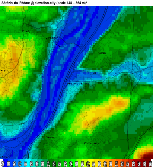 Sérézin-du-Rhône elevation map