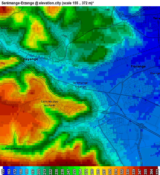 Serémange-Erzange elevation map