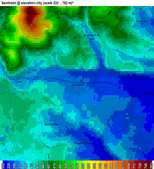 Sentheim elevation map