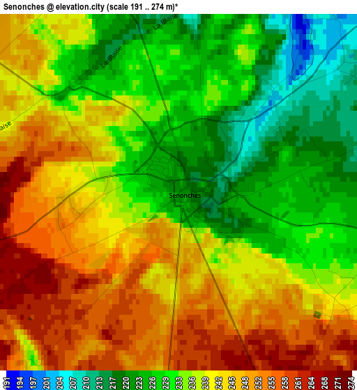 Senonches elevation map