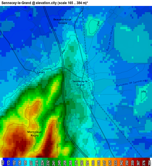 Sennecey-le-Grand elevation map