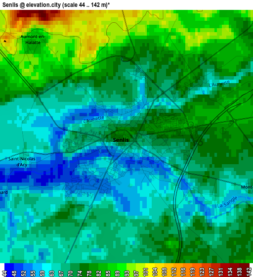 Senlis elevation map