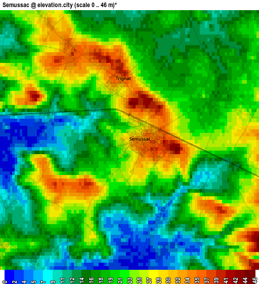 Semussac elevation map