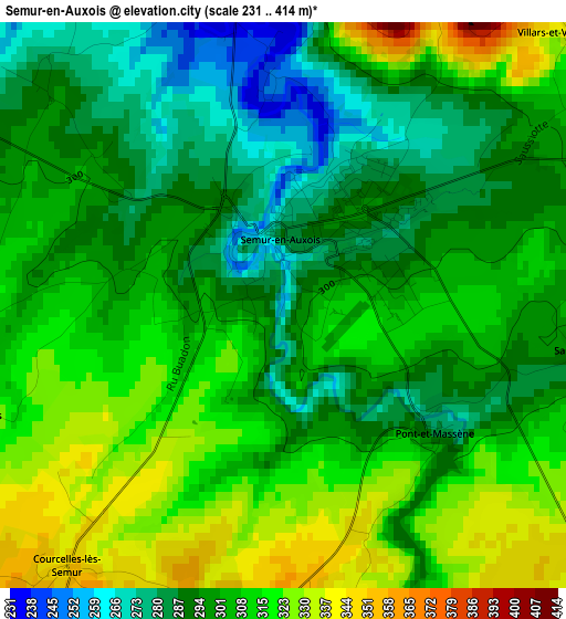 Semur-en-Auxois elevation map
