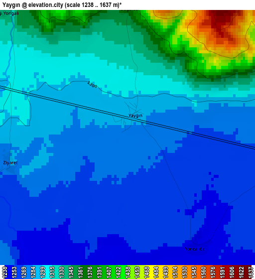 Yaygın elevation map