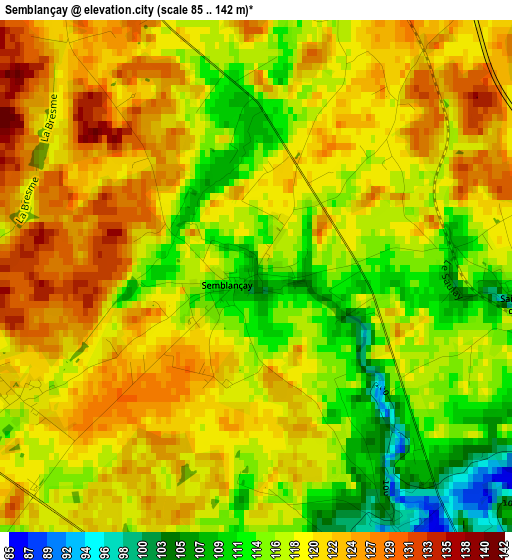 Semblançay elevation map