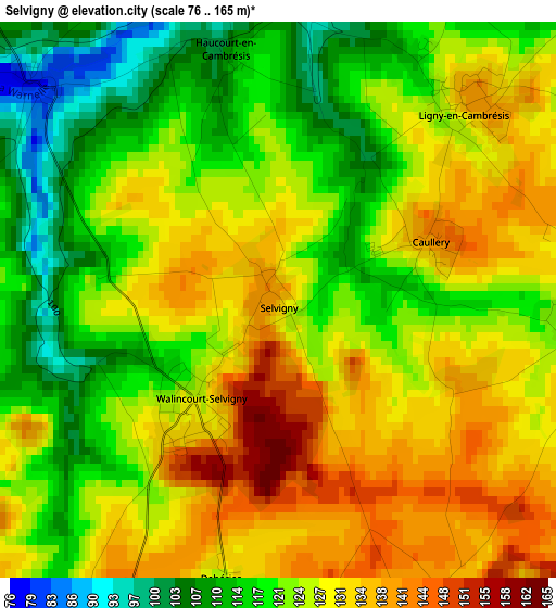 Selvigny elevation map