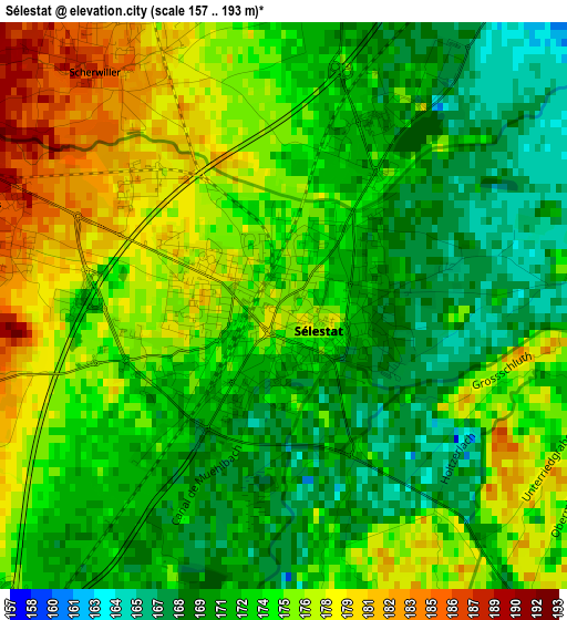 Sélestat elevation map