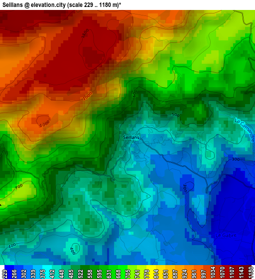 Seillans elevation map