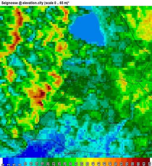 Seignosse elevation map