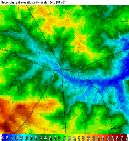 Secondigny elevation map