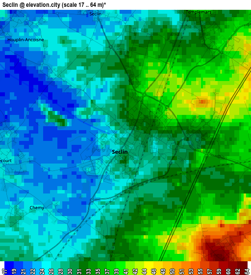 Seclin elevation map