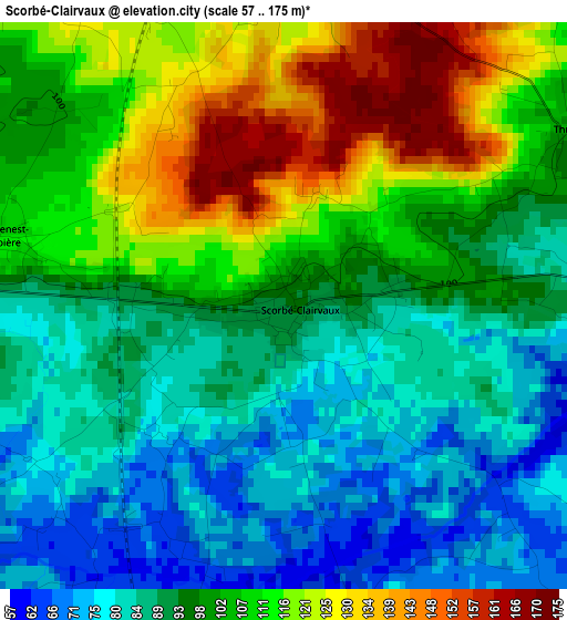 Scorbé-Clairvaux elevation map