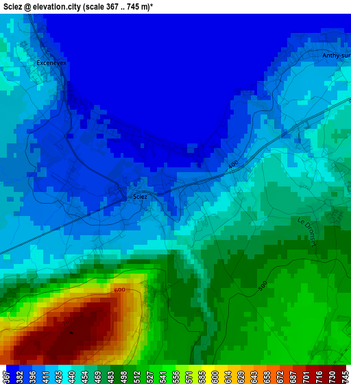 Sciez elevation map