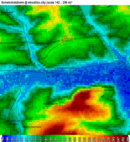 Schwindratzheim elevation map