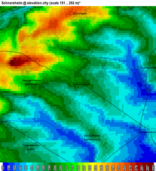 Schnersheim elevation map