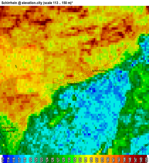 Schirrhein elevation map