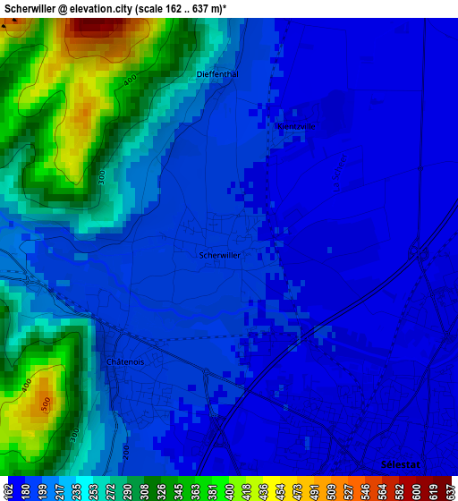 Scherwiller elevation map