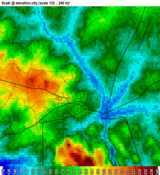 Scaër elevation map